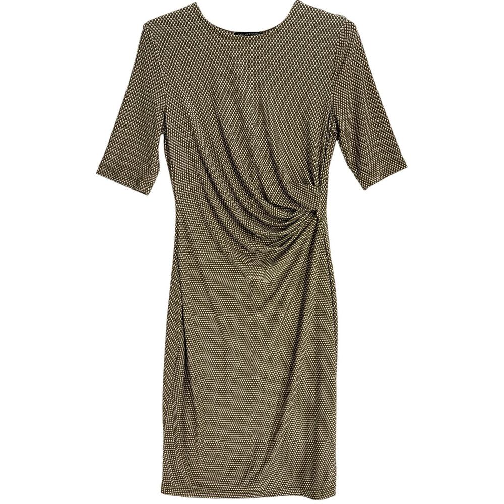 Banana Republic Midi Dress Women XS Green Pink White 3/4 Sleeve Career Feminine - Picture 2 of 9